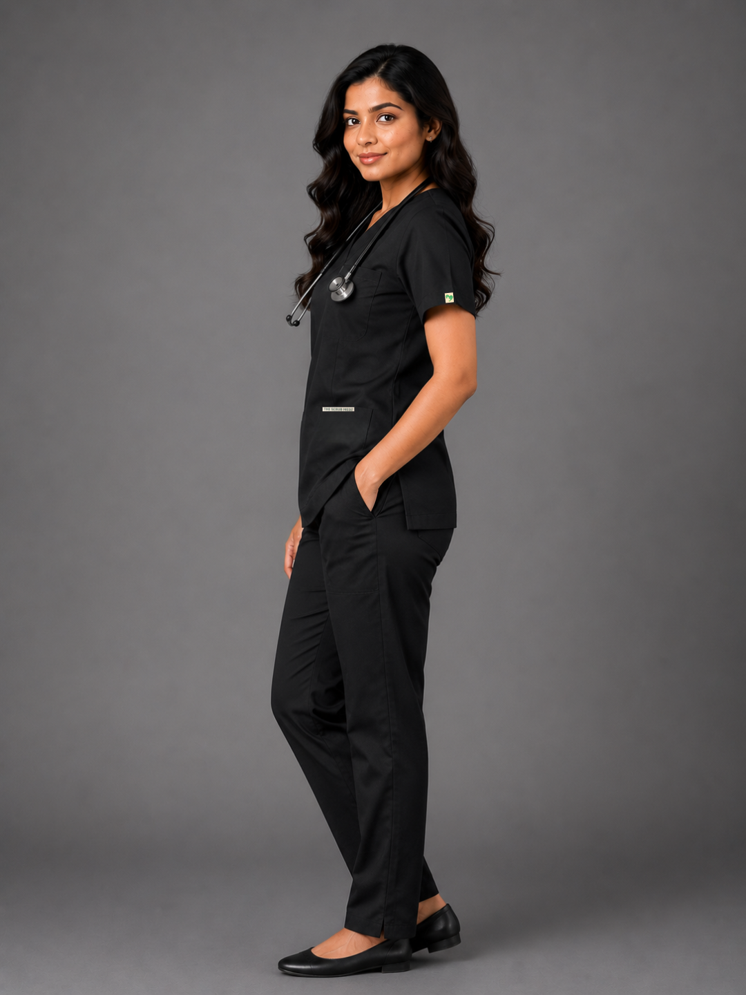 TSM ELITE 6 POCKET ZIPPER (BLACK) WOMEN SCRUB