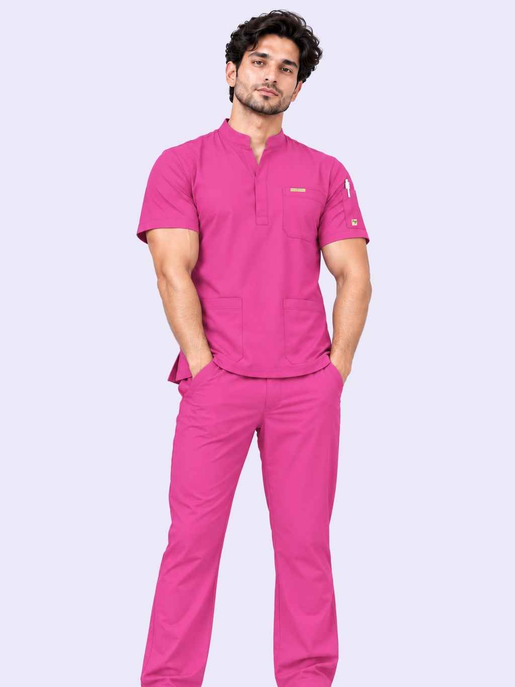 TSM 6 POCKET MANDARIN (PINK) MEN SCRUB