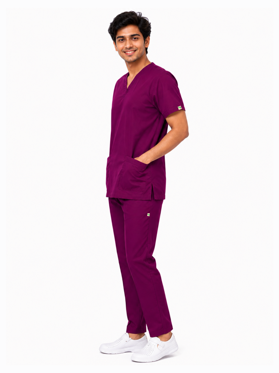 PRESTIGE 4 POCKET V NECK (WINE) MEN SCRUB
