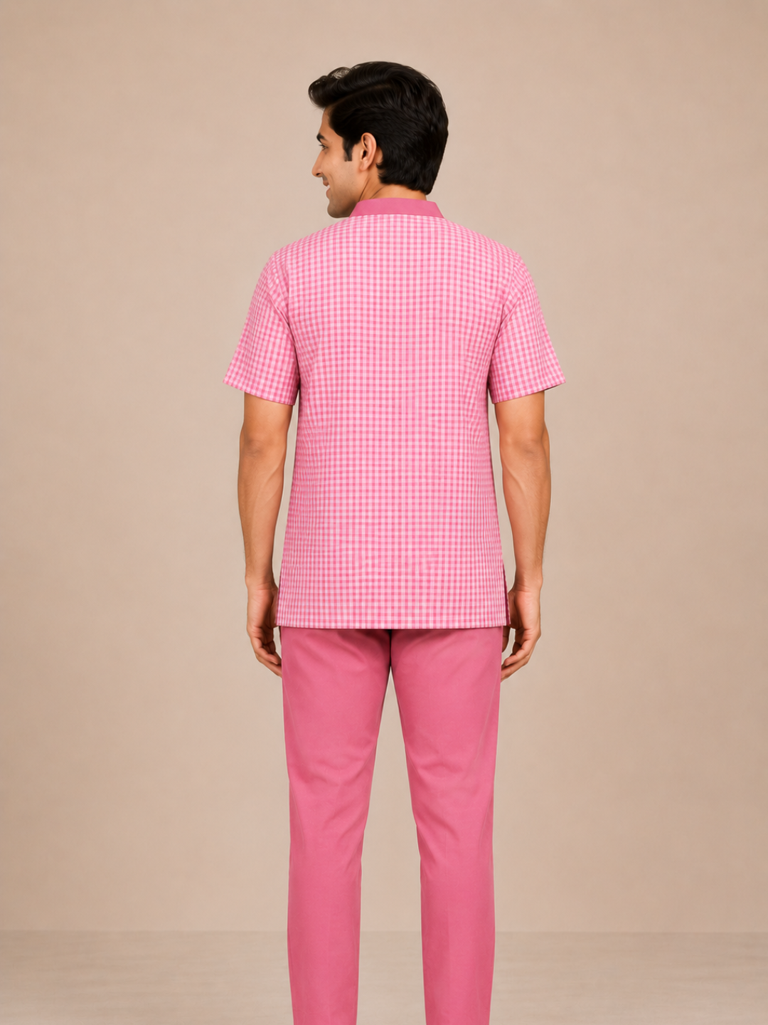 PINK V NECK PATIENT DRESS FOR MEN