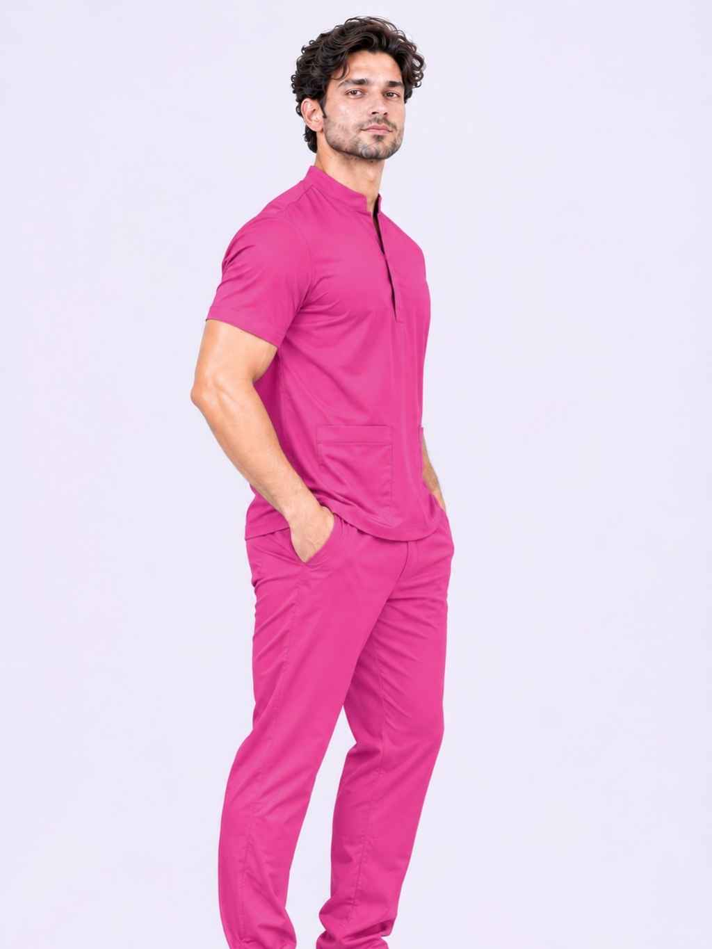 TSM 6 POCKET MANDARIN (PINK) MEN SCRUB