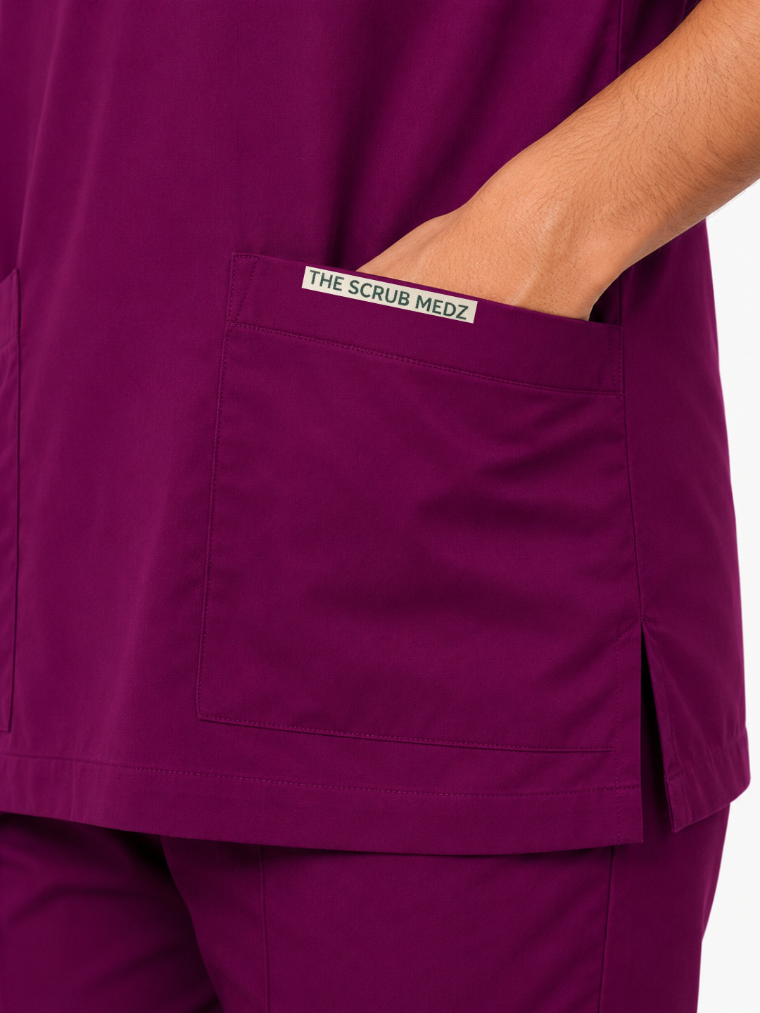 PRESTIGE 4 POCKET V NECK (WINE) MEN SCRUB