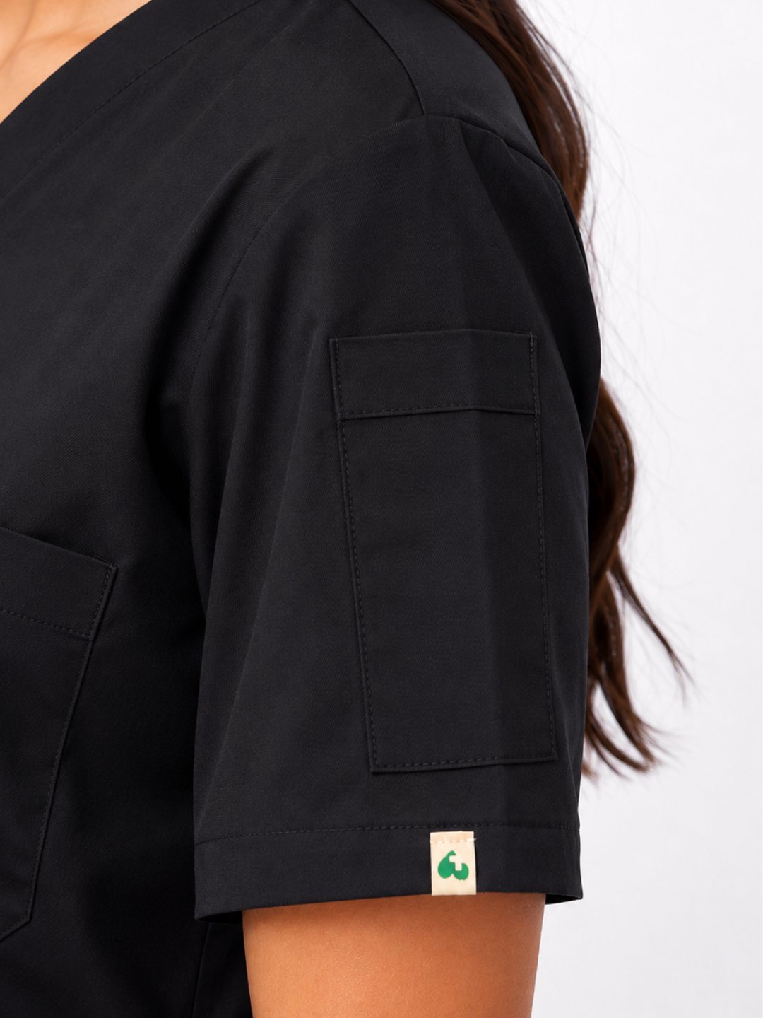 TSM ELITE 6 POCKET V NECK (BLACK) WOMEN SCRUB