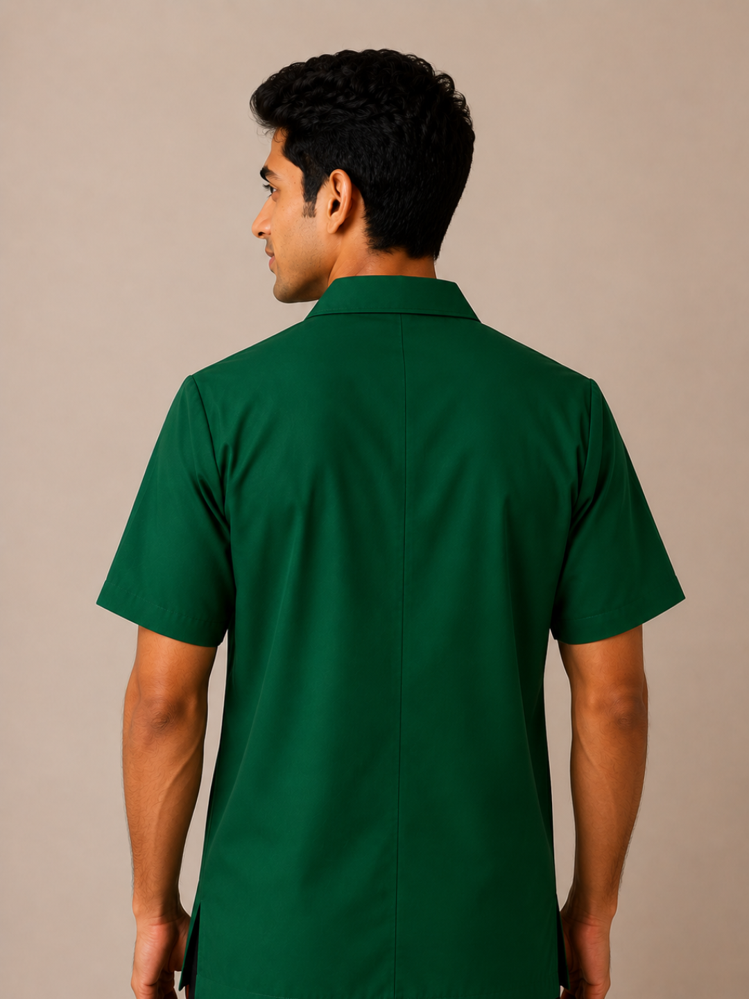 GREEN HALF SLEEVE LAB COAT FOR MEN