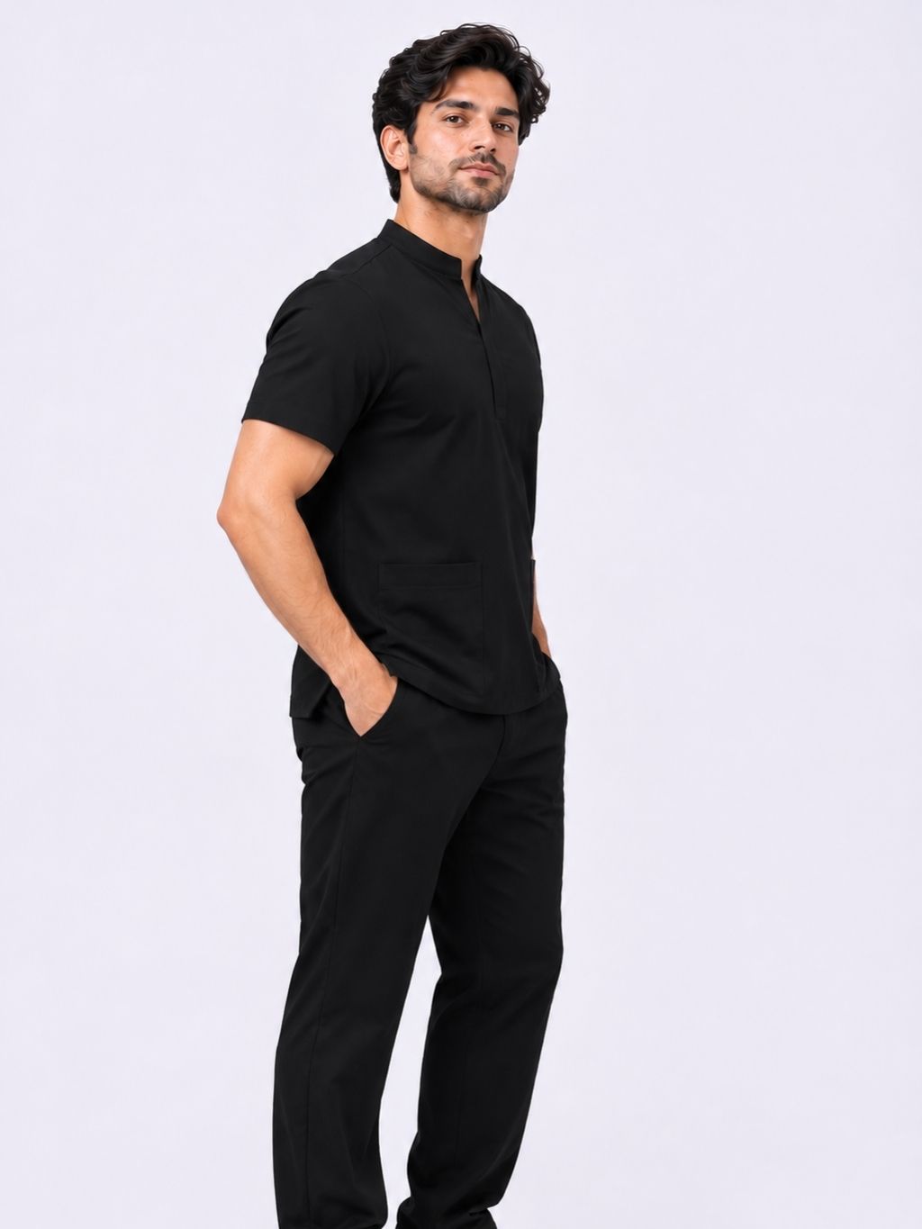 PRESTIGE 4 POCKET MANDARIN (BLACK) MEN SCRUB
