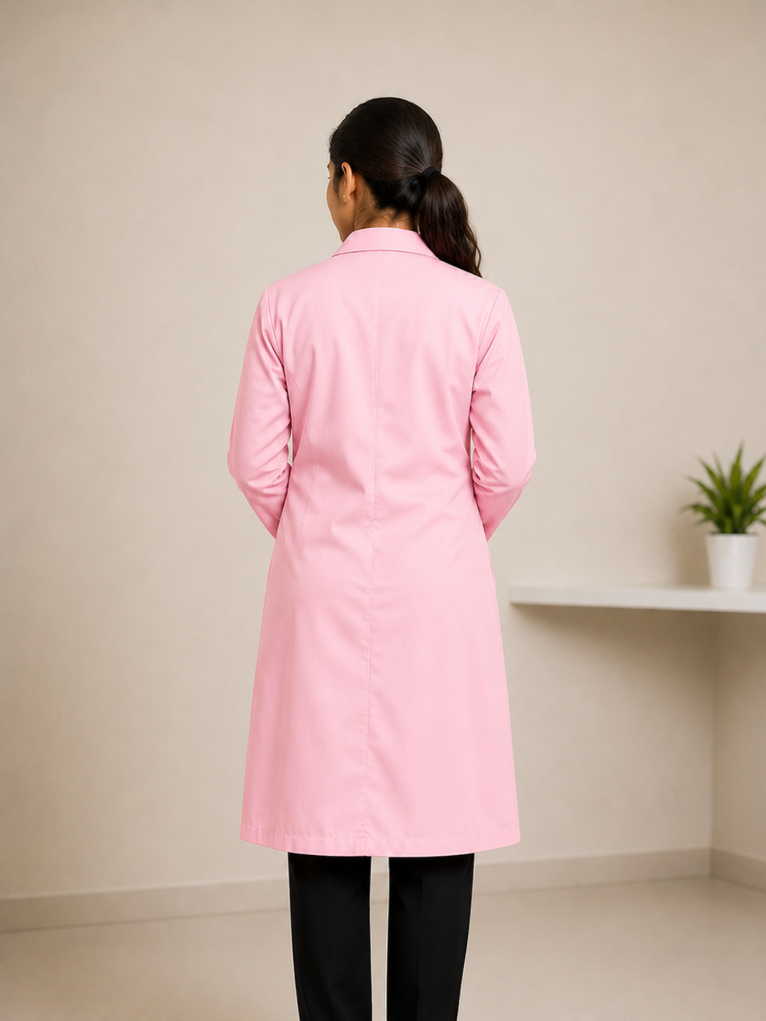PINK FULL SLEEVE LAB COAT FOR WOMEN