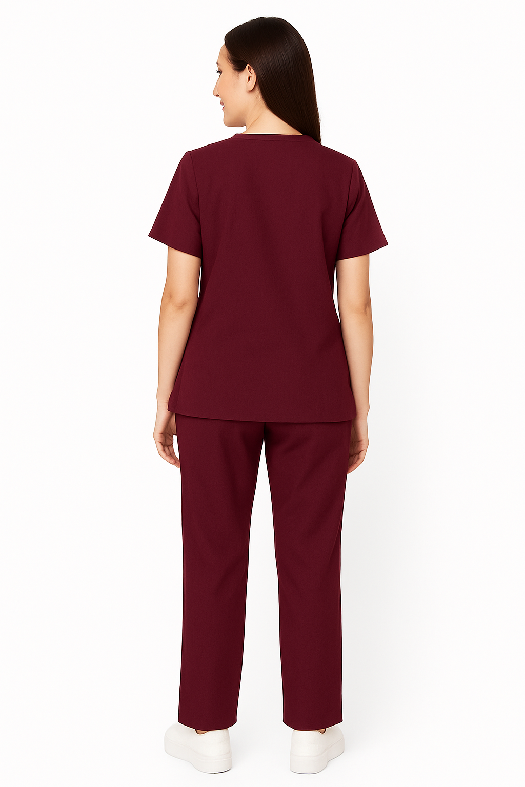 PRESTIGE 4 POCKET V NECK (MAROON) WOMEN SCRUB