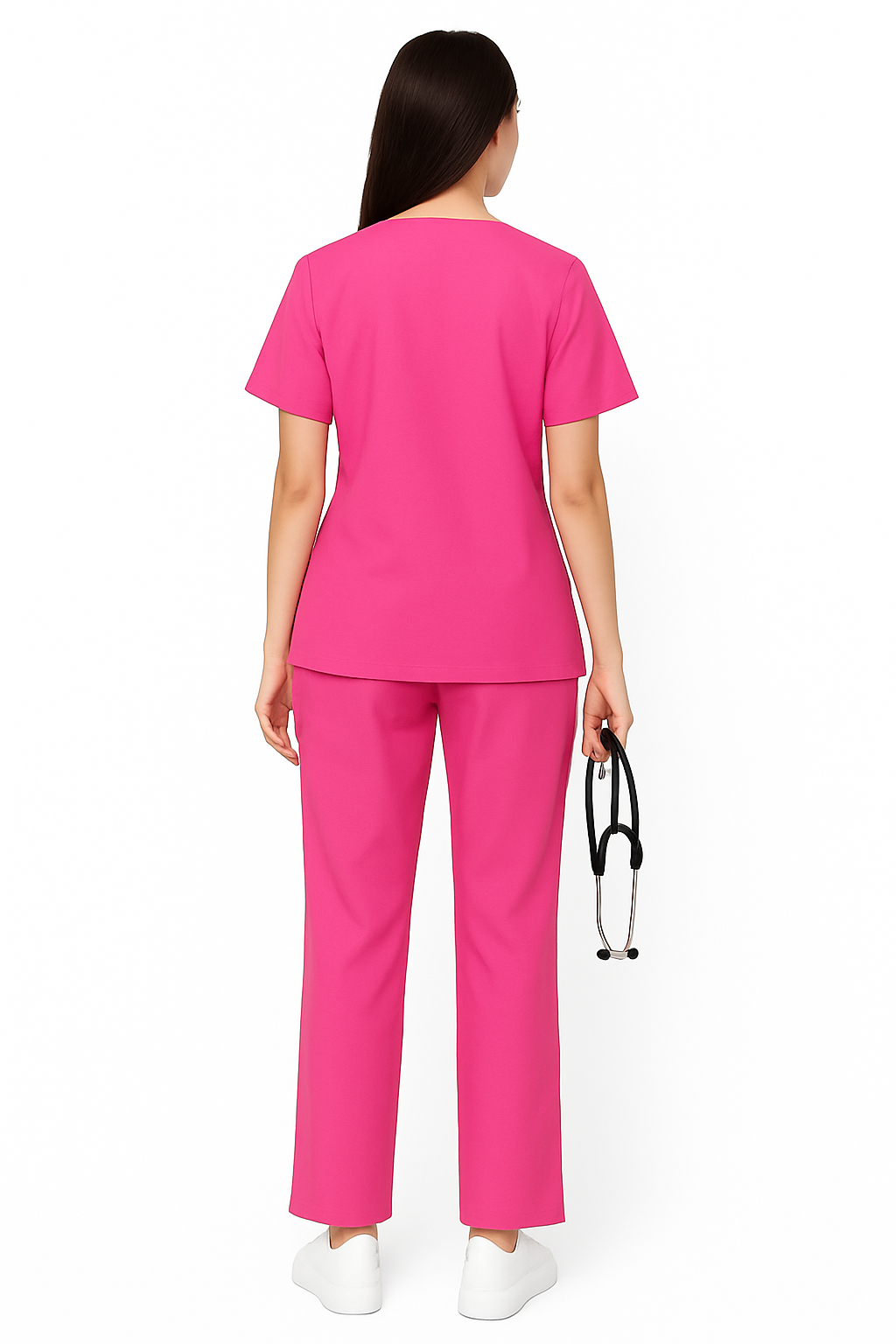 PRESTIGE 4 POCKET V NECK (PINK) WOMEN SCRUB
