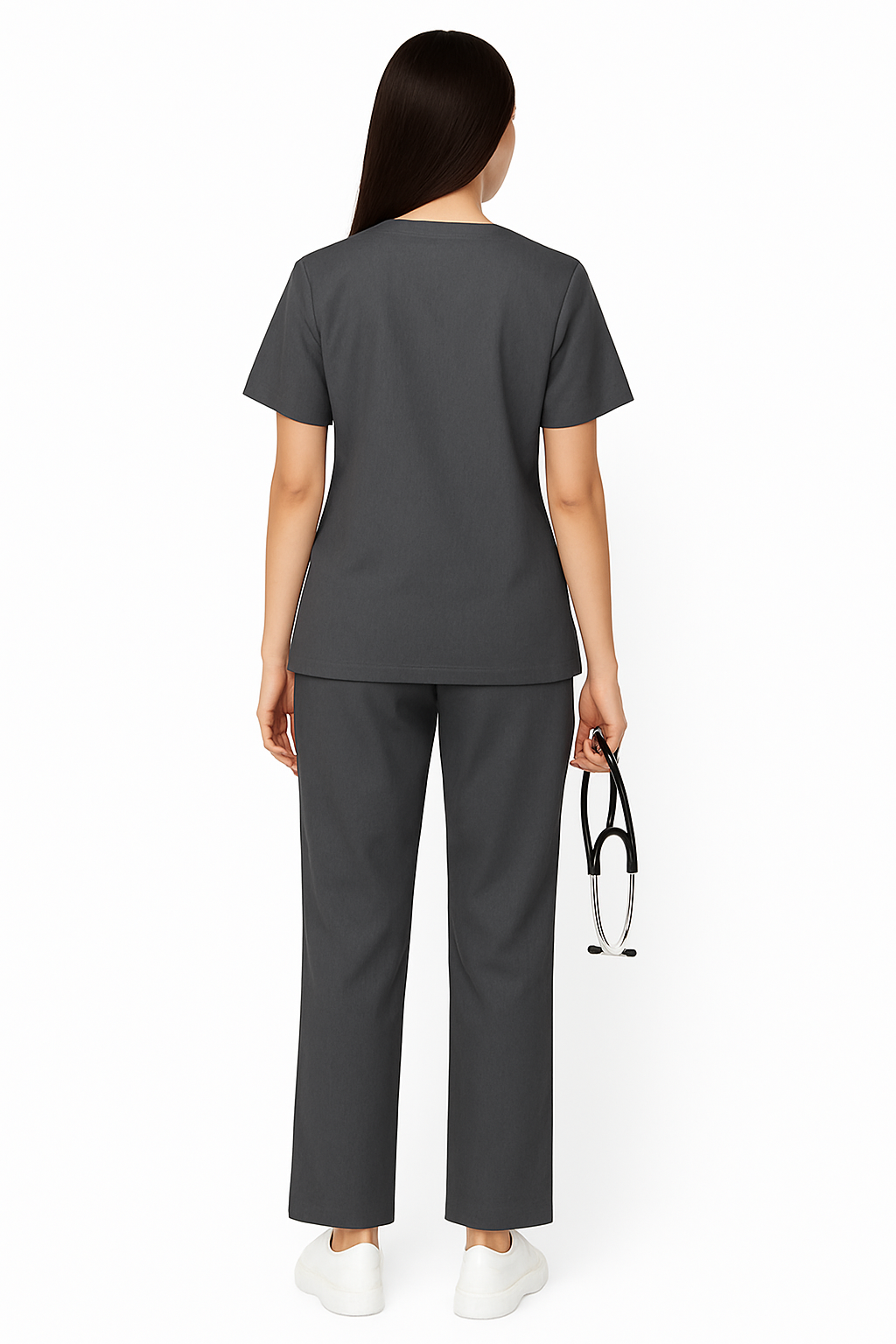 PRESTIGE 4 POCKET V NECK (GREY) WOMEN SCRUB