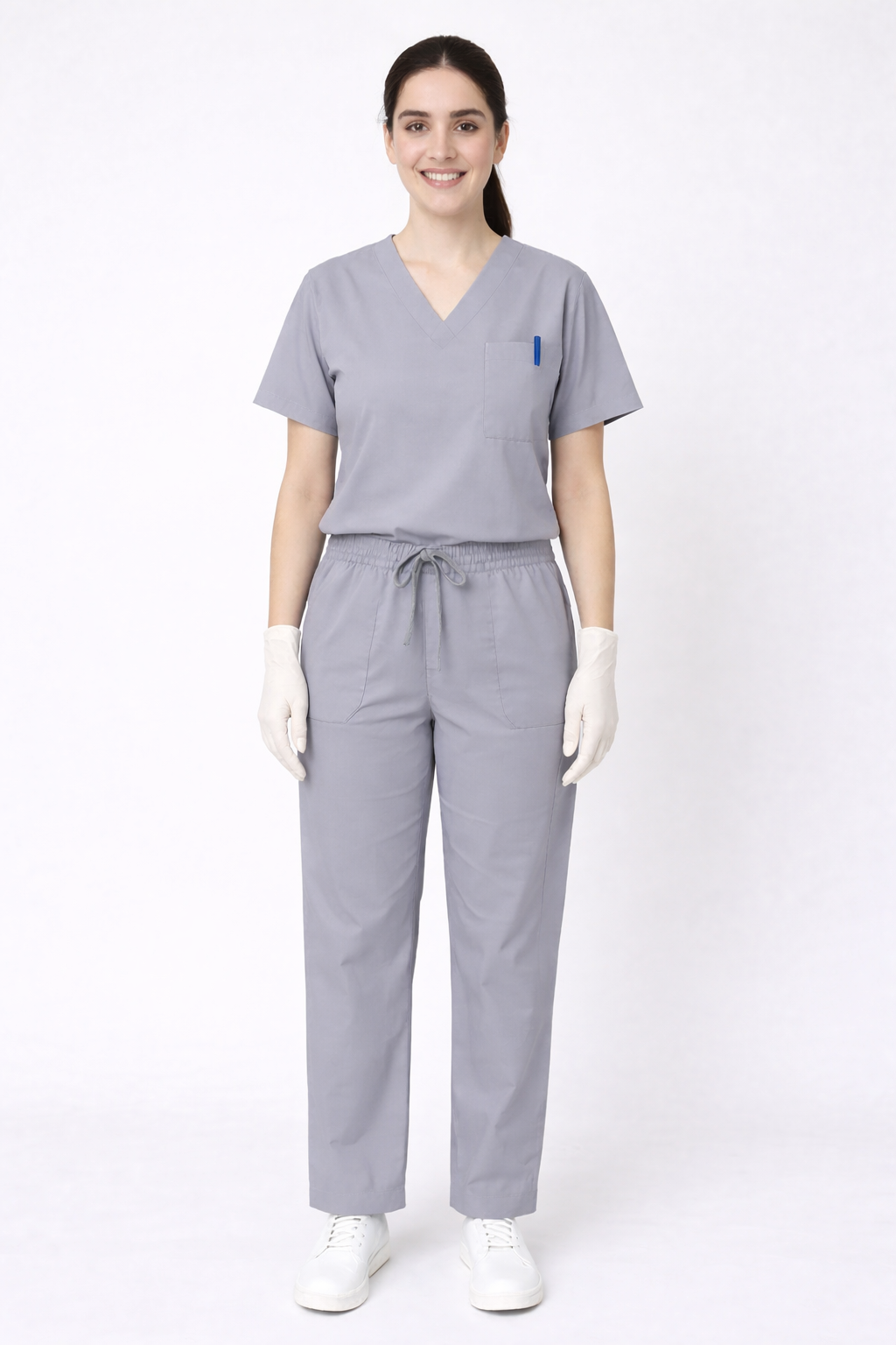 TSM ELITE 6 POCKET V NECK (GREY) WOMEN SCRUB