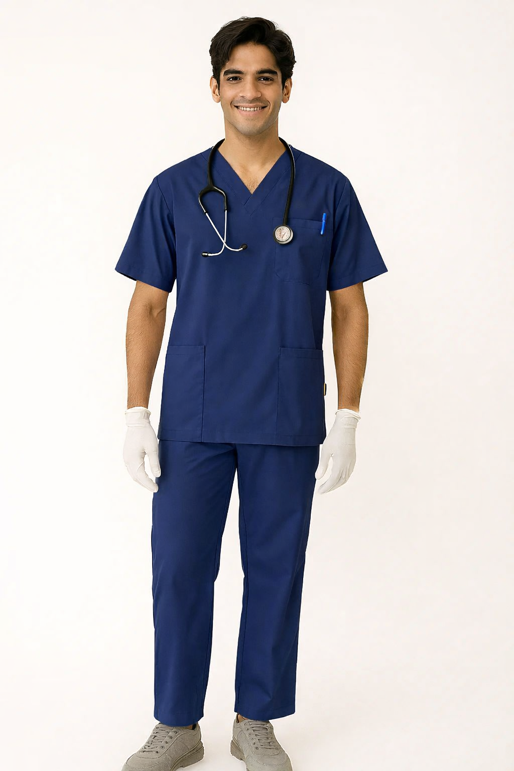 TSM ELITE 6 POCKET V NECK (NAVY BLUE) MENS SCRUB