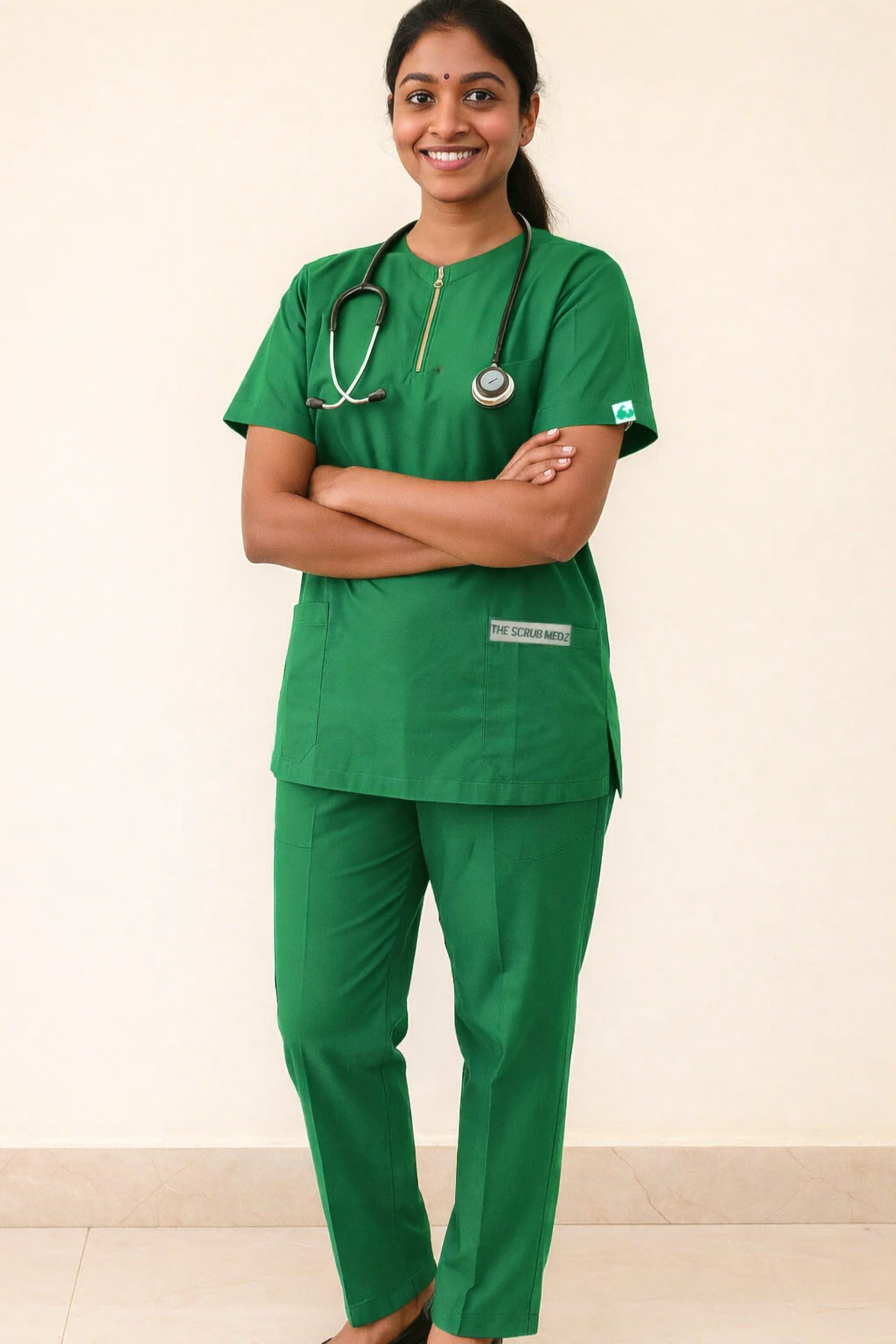 TSM ELITE 6 POCKET ZIPPER (GREEN) WOMEN SCRUB