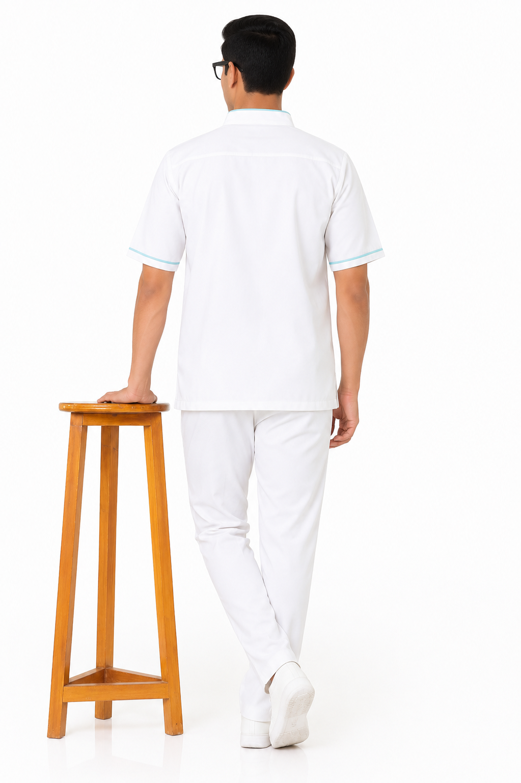 TSM WHITE DOCTOR LAB COAT SET WITH BLUE PIPING