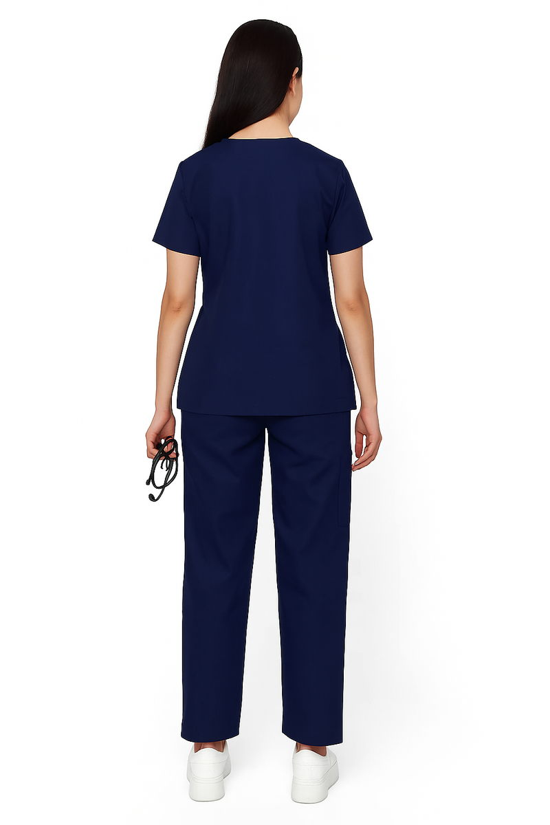 PRESTIGE 4 POCKET V NECK (NAVY BLUE) WOMEN SCRUB – THE SCRUB MEDZ