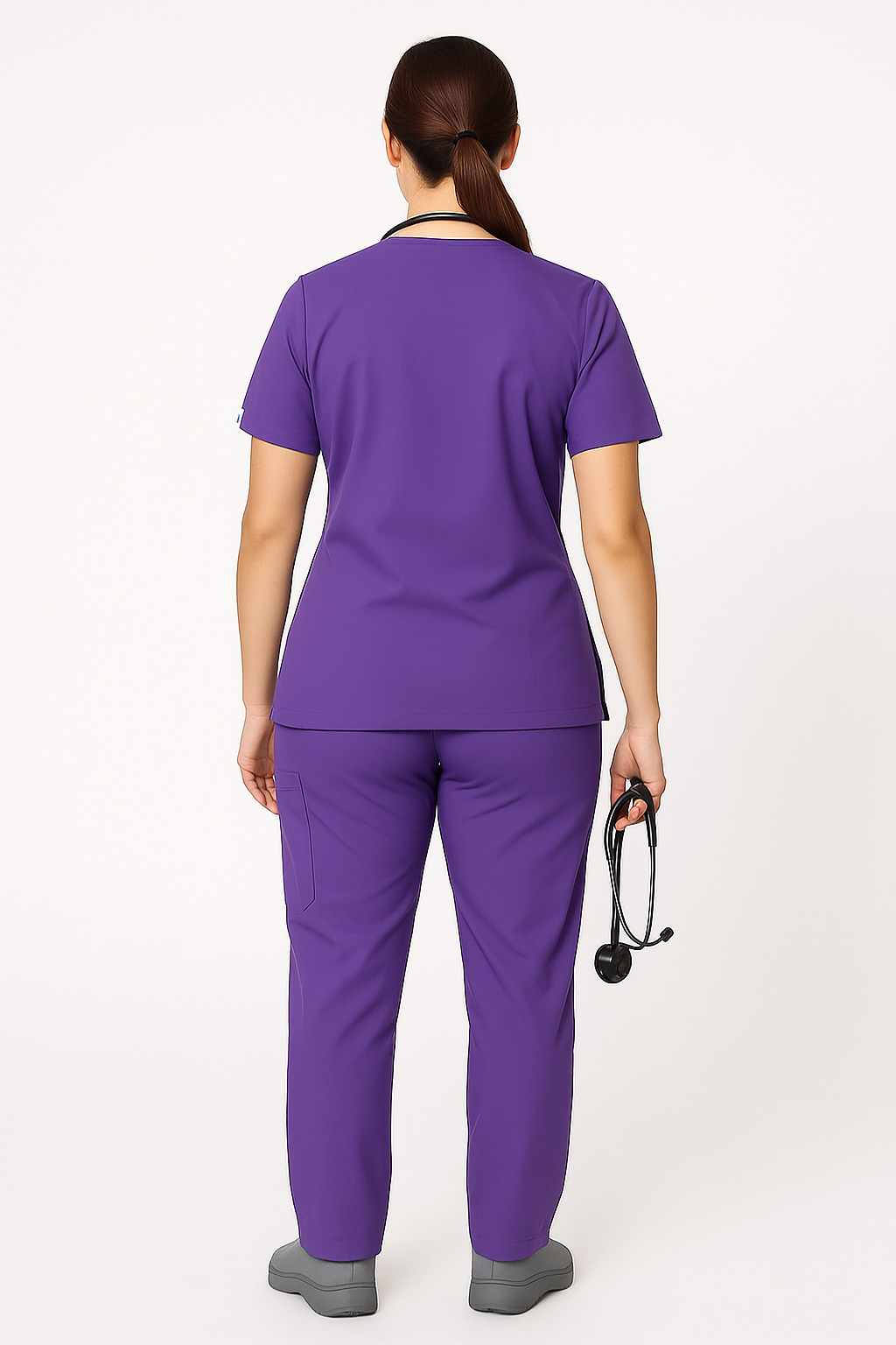 PRESTIGE 4 POCKET V NECK (PURPLE) WOMEN SCRUB