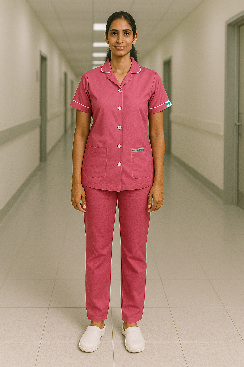 PINK HALF SLEEVE NURSE UNIFORM