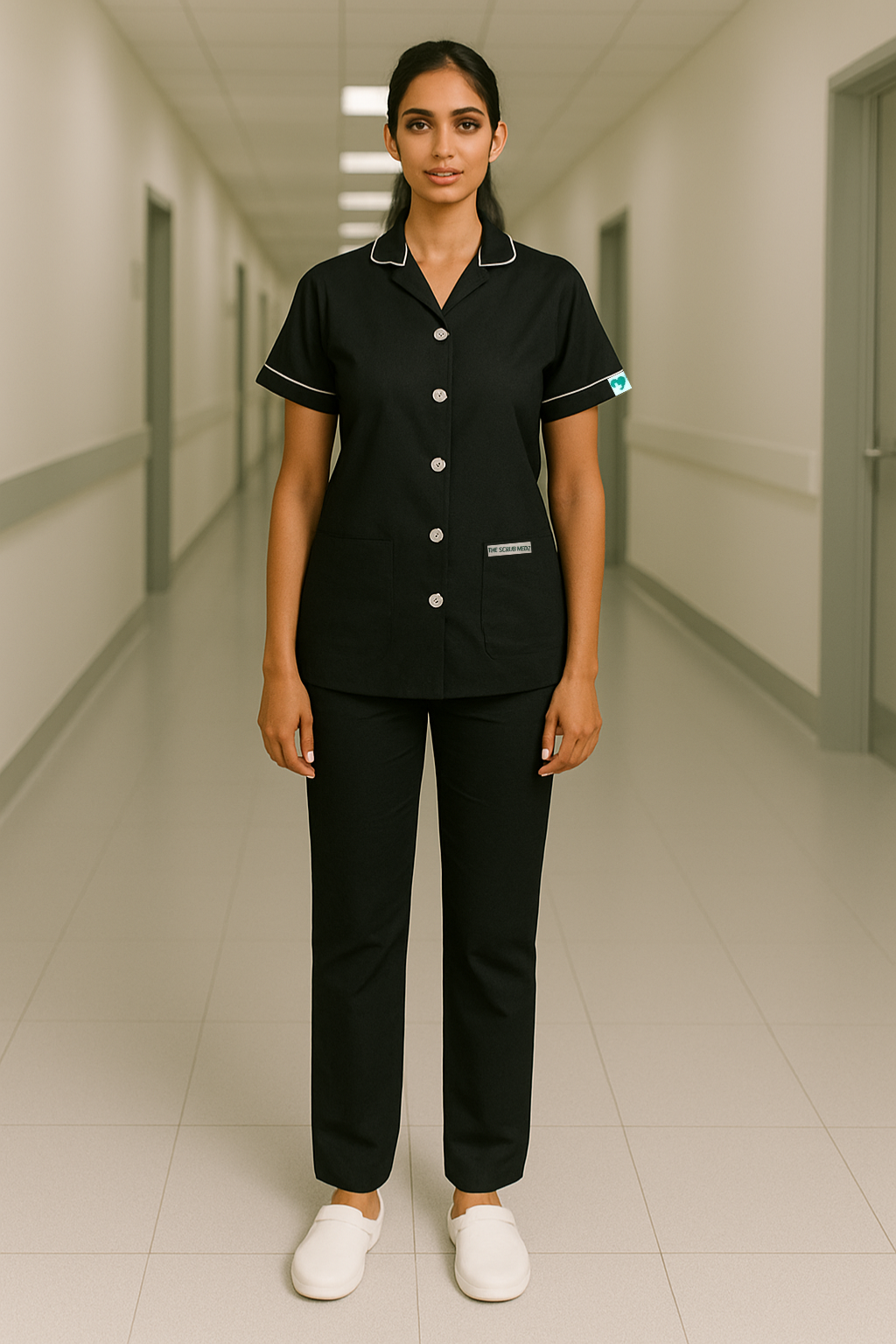 BLACK HALF SLEEVE NURSE UNIFORM