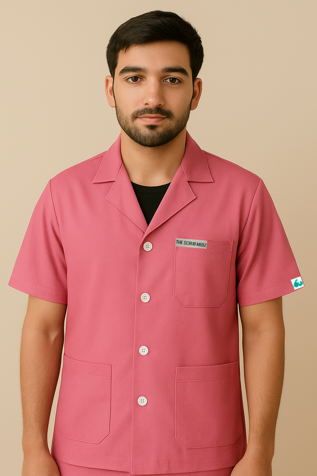 PINK HALF SLEEVE LAB COAT FOR MEN