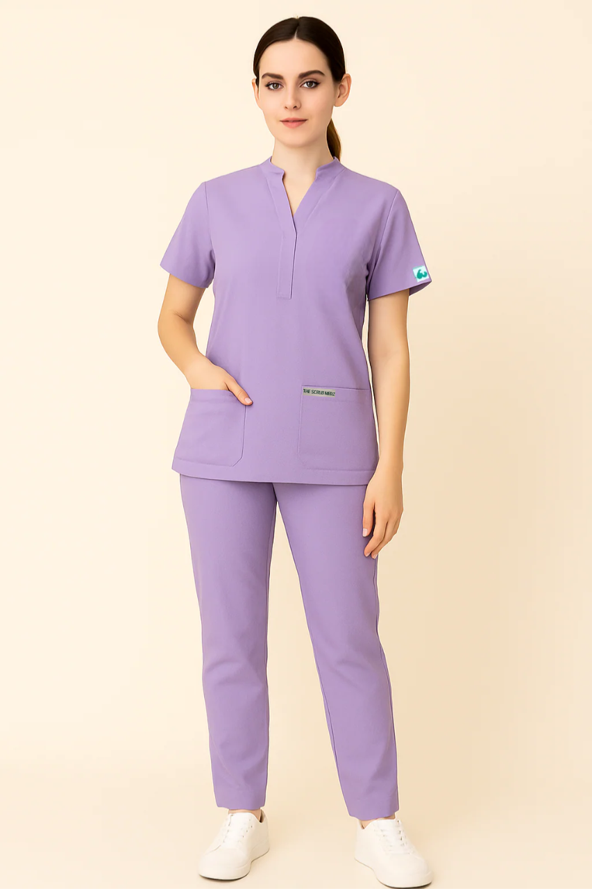ELITE 6 POCKET MANDARIN (PURPLE) WOMEN SCRUB