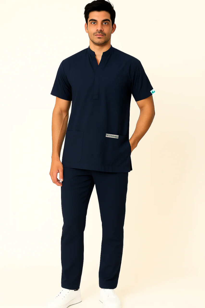 ELITE 6 POCKET MANDARIN (NAVY BLUE) MEN SCRUB