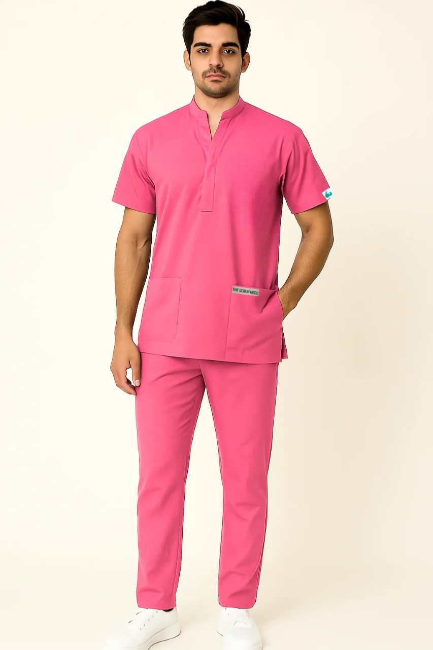 PRESTIGE 4 POCKET MANDARIN (PINK) MEN SCRUB