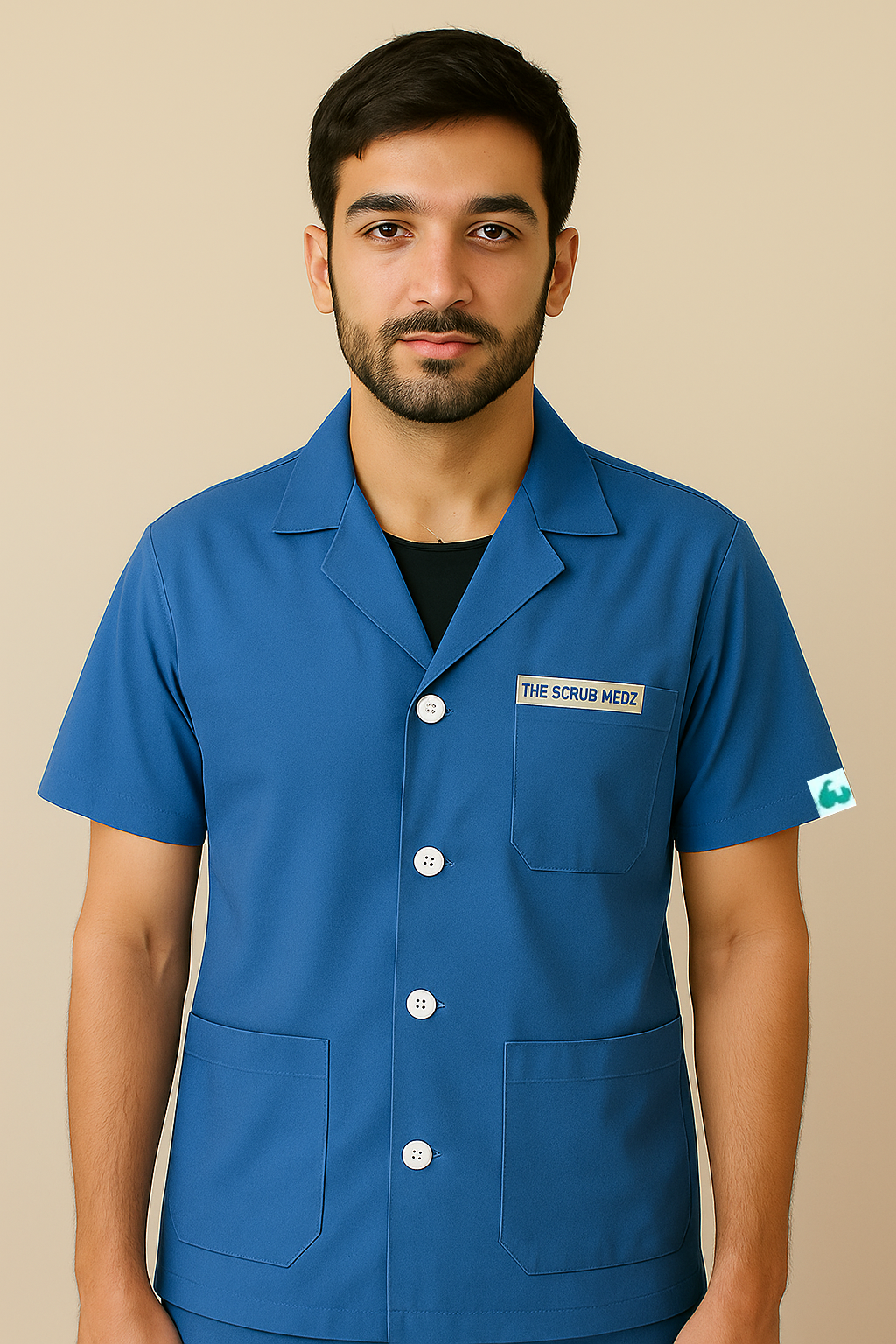 BLUE HALF SLEEVE LAB COAT FOR MEN