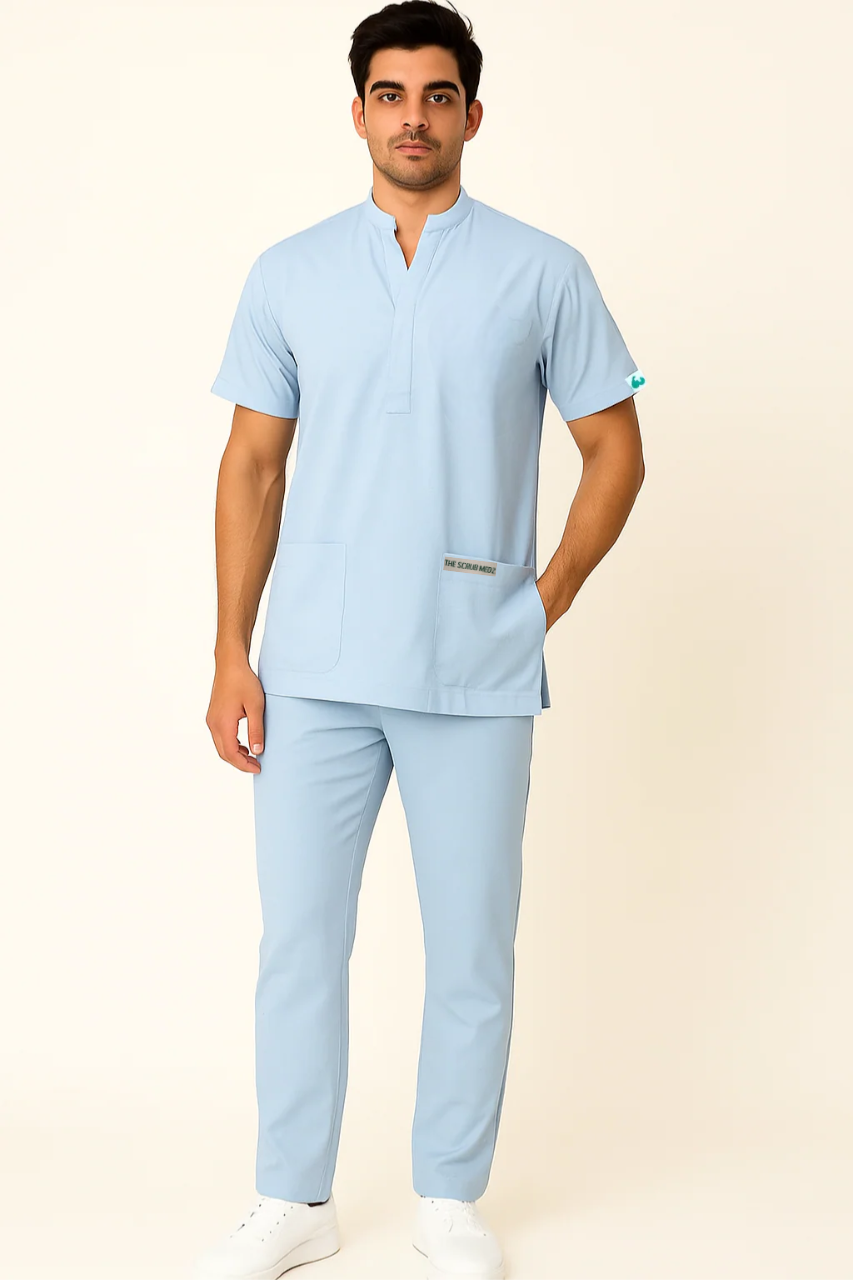 ELITE 6 POCKET MANDARIN (SKY BLUE) MEN SCRUB