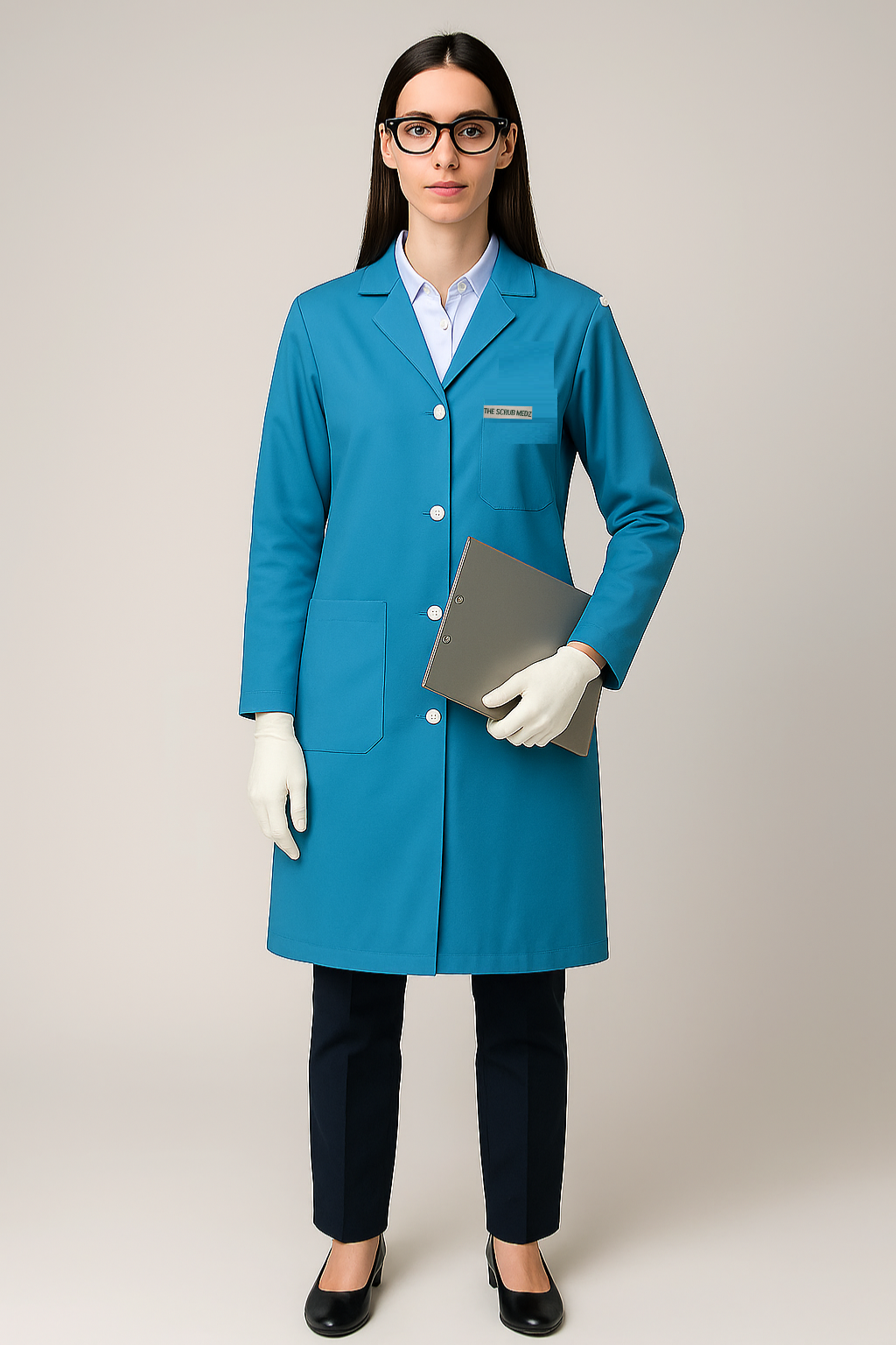 BLUE FULL SLEEVE LAB COAT FOR WOMEN