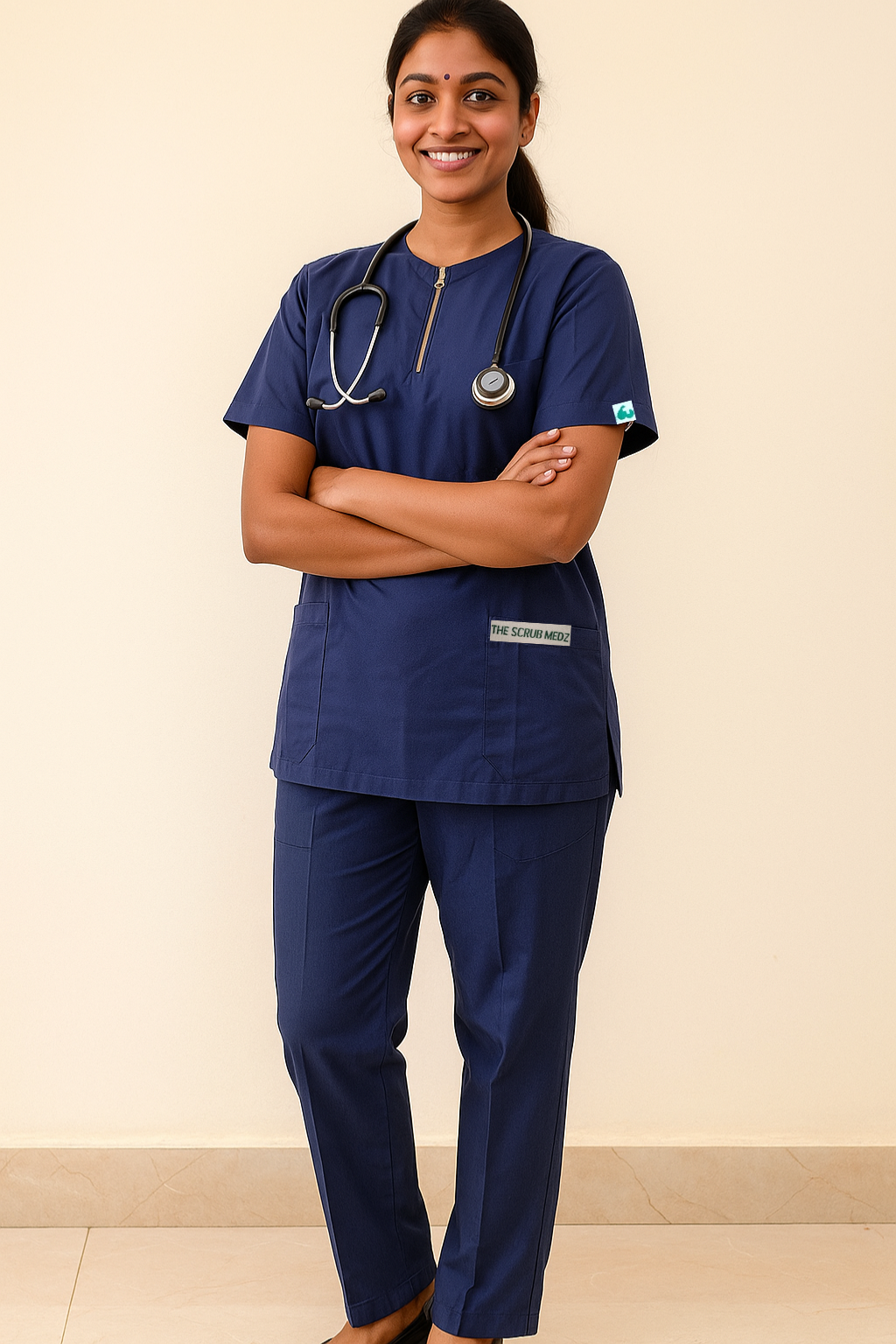 TSM ELITE 6 POCKET ZIPPER (NAVY BLUE) WOMEN SCRUB