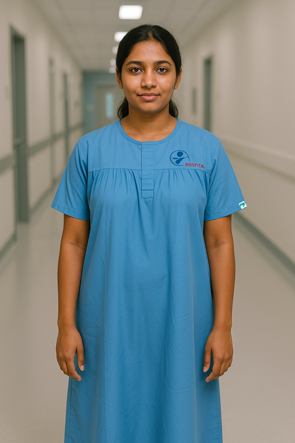 BLUE PATIENT DRESS FOR WOMEN