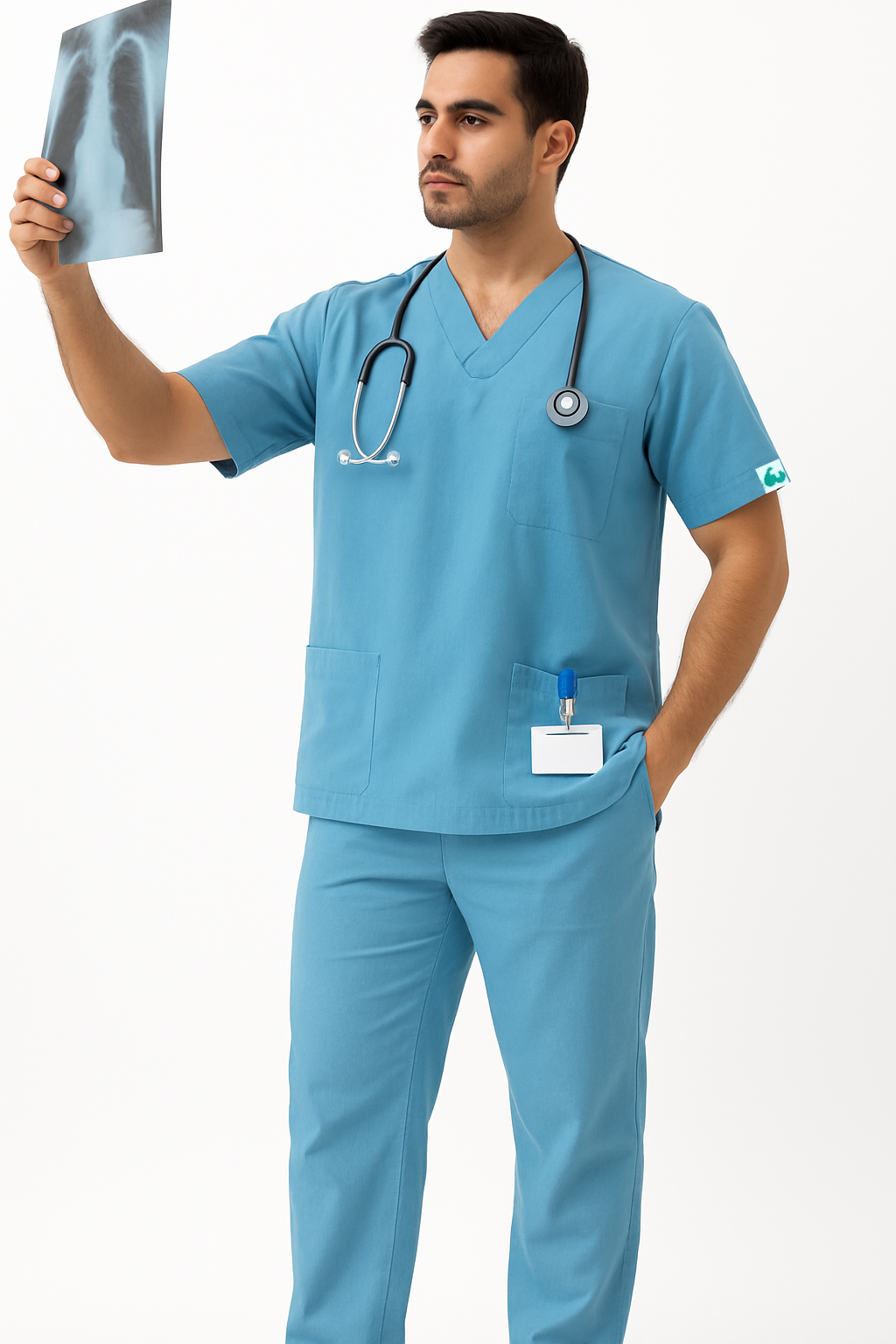 TSM ELITE 6 POCKET V NECK (BLUE) MENS SCRUB