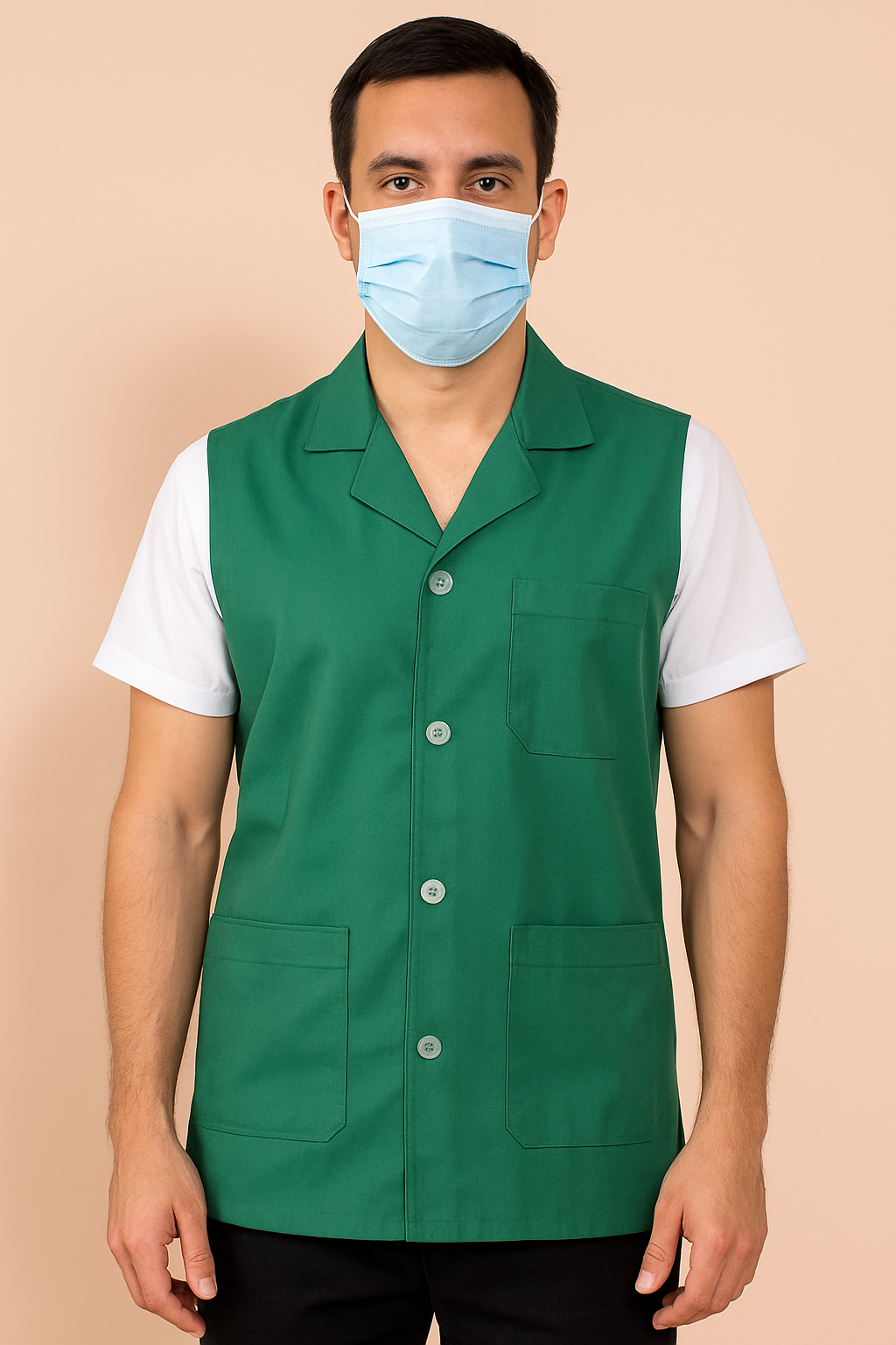 TSM GREEN SLEEVELESS HOUSEKEEPING COAT FOR MEN